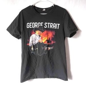 George Strait Black Concert Tee 100% Cotton Country Music Band Women Sz Medium